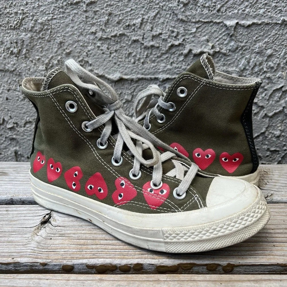 Converse Shoes Women Size 7 Comme Des Garcons Play Green High Top Chuck 70 Heart